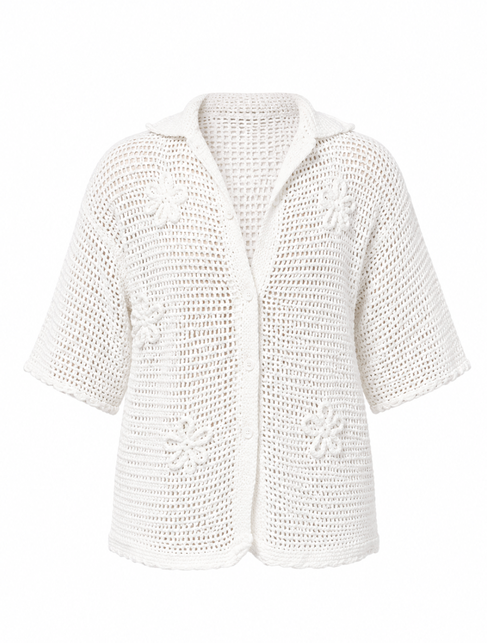 White Flower Shirt Men